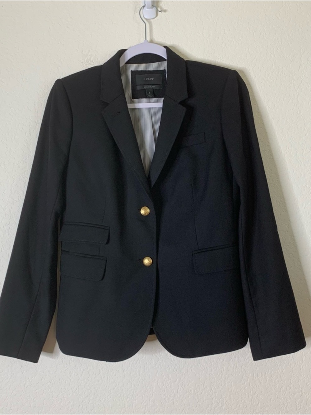 J.Crew Womens Schoolboy Black Wool 2 Button Blazer 6